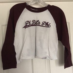Pi Beta Phi quarter sleeve crop baseball top